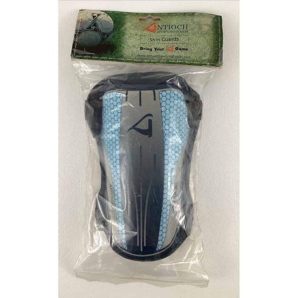 Soccer Shin Guards Adult Dual Strap 9" Blue New Antioch